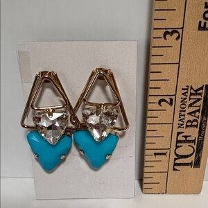 Gold and Turquoise Heart Earrings